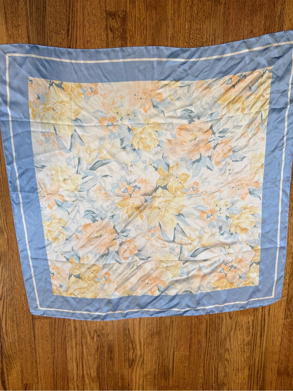 Floral Blue and Cream Scarf